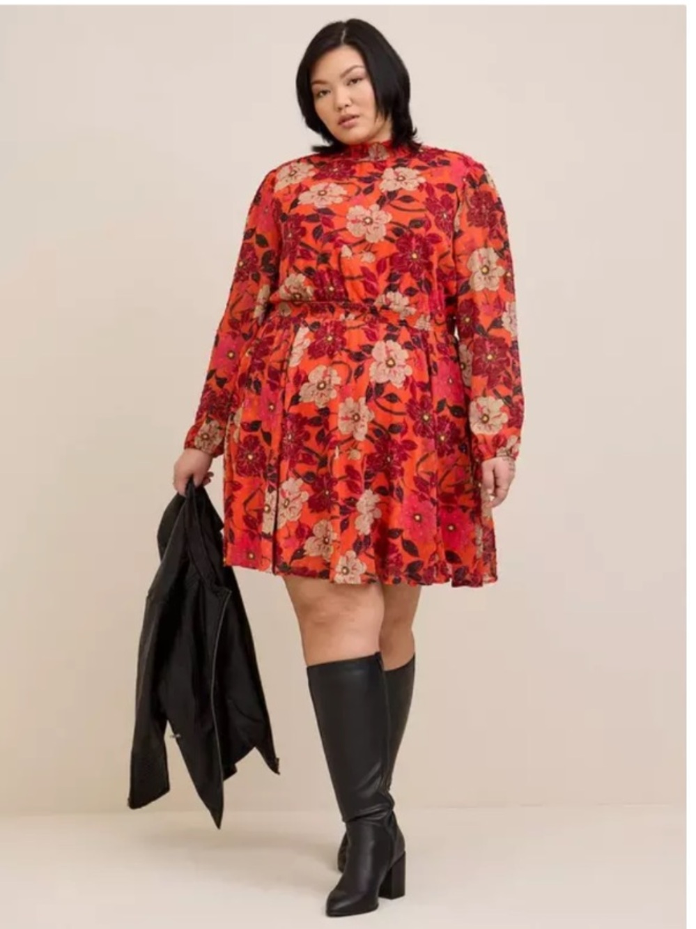 Torrid Mini Clip Dot Blouson Sleeve Dress